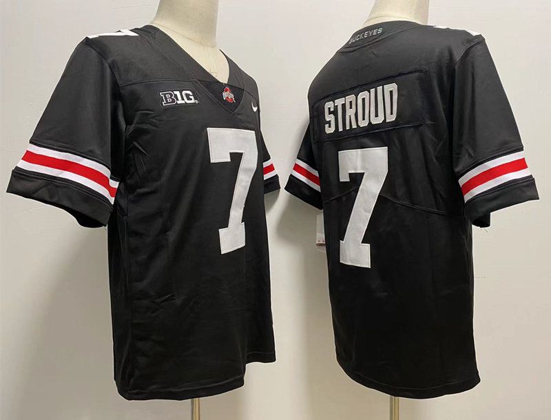 Men Ohio State Buckeyes #7 Stroud Black Nike 2025 NCAA Jersey style 1->ncaa teams->NCAA Jersey